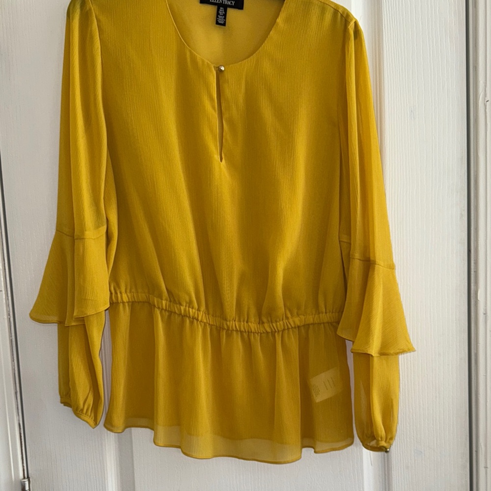 Ellen Tracy Mustard Yellow Blouse